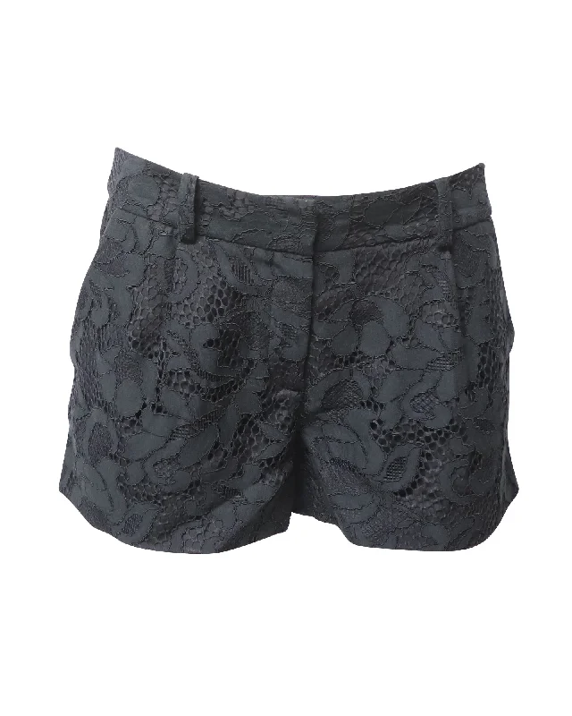 Diane Von Furstenberg Lace Casual Shorts in Black Cotton