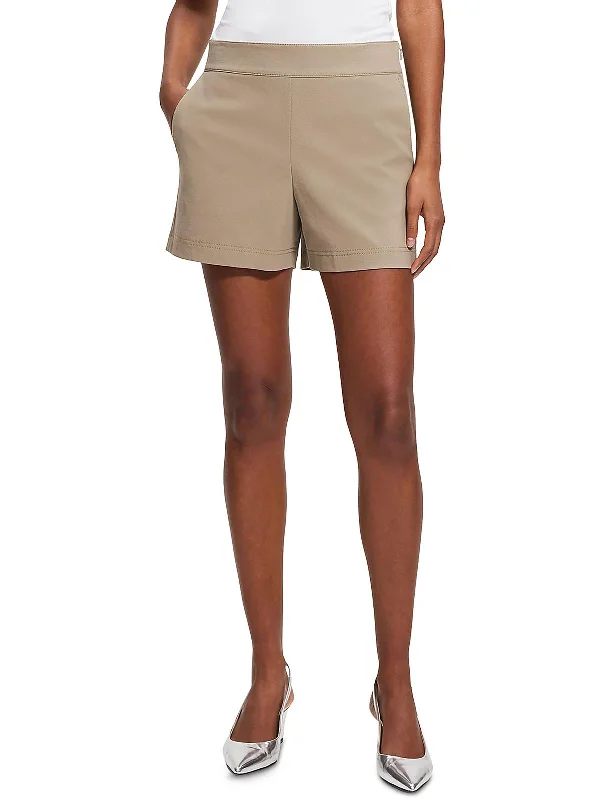 Womens Pleated Flat Front High-Waist Shorts