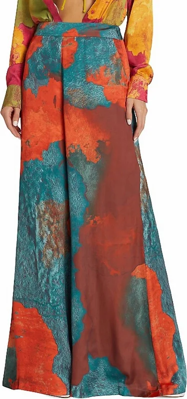 Ara Full Length Pants In Orange-Blue