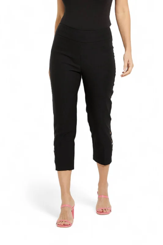 Capri Pants With Grommets In Black