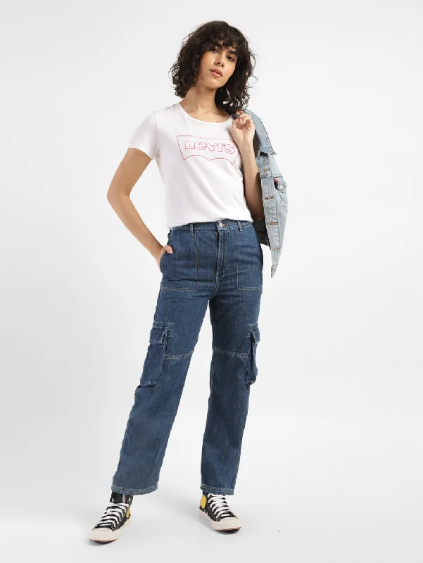 Women's Mid Rise Ribcage Straight Cargo Jeans